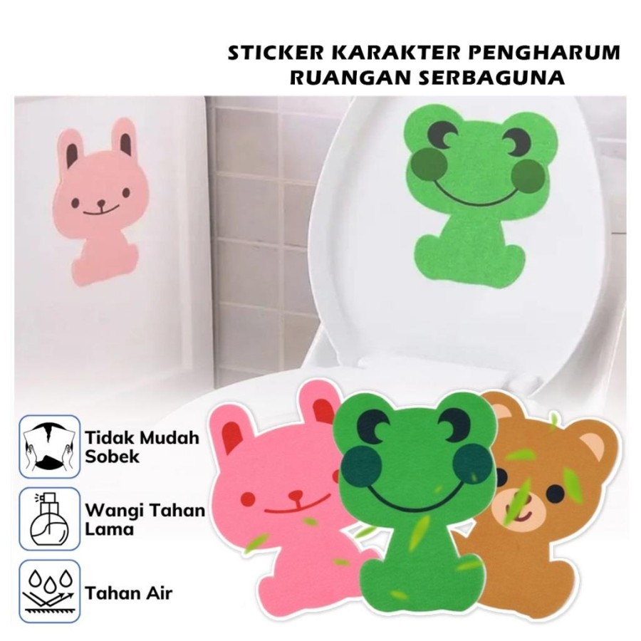 Stiker Pewangi Toilet Karakter Beruang Kelinci Kodok Lucu Stiker Tempel Pewangi Aroma Ruangan Stiker
