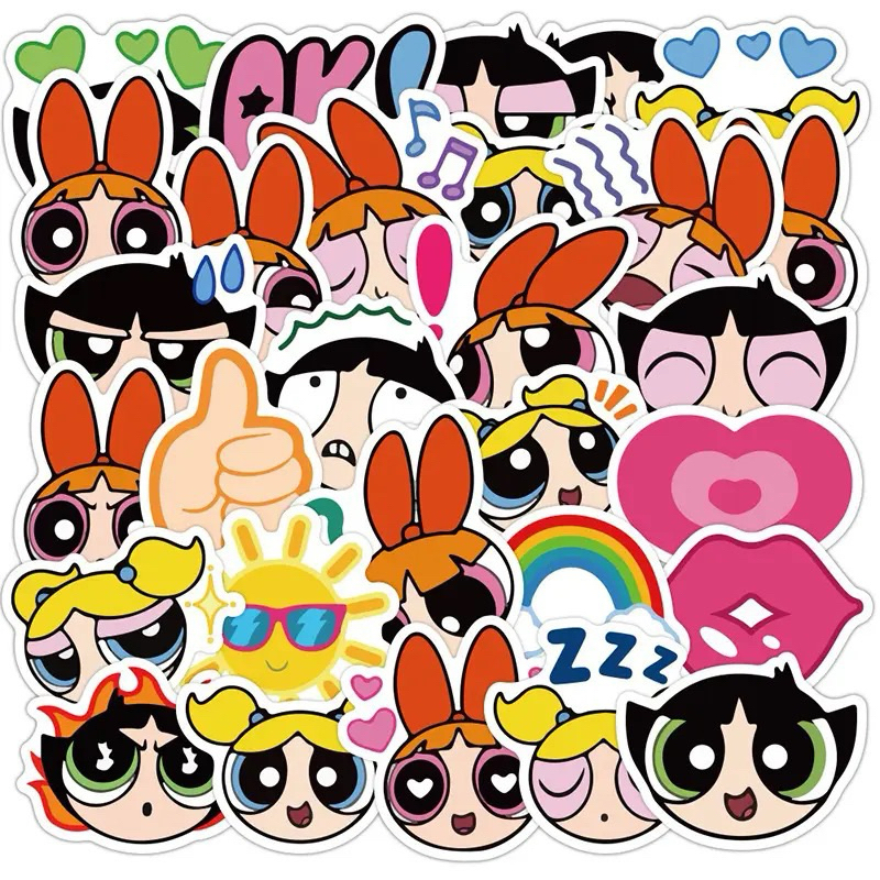 

Ready 40pcs Sticker Power Puff | Stiker Power Puff Tahan Air