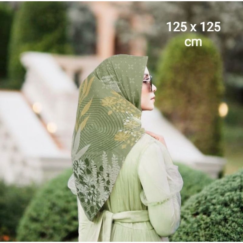SALE HIJAB / SYARI CAESAA HIJAU / COD / KERUDUNG VOAL MOTIF / SEGI EMPAT VOAL / JILBAB TERBARU / LAS