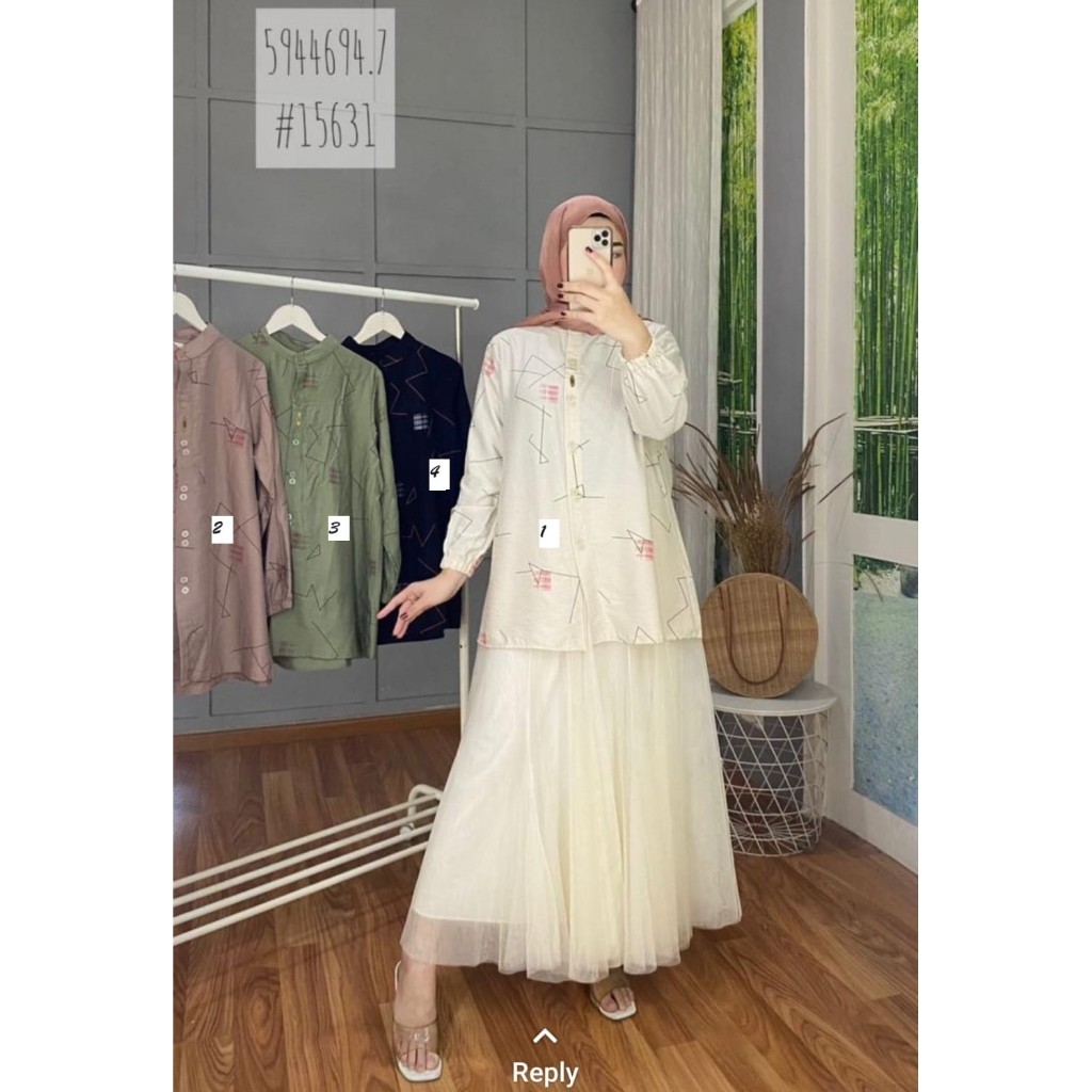 Qla blouse kemaja katun larissa premium motif printing terbaru by Qla