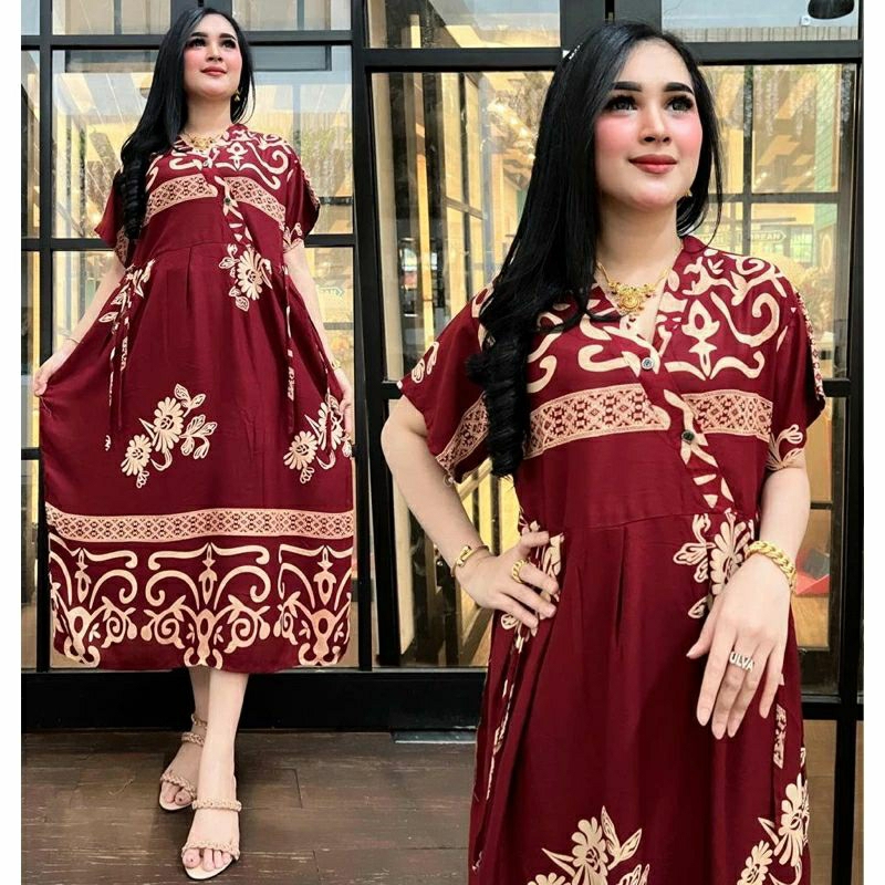 daster kimono sultan daster kekinian murah dress busui kancing depan lengan pendek