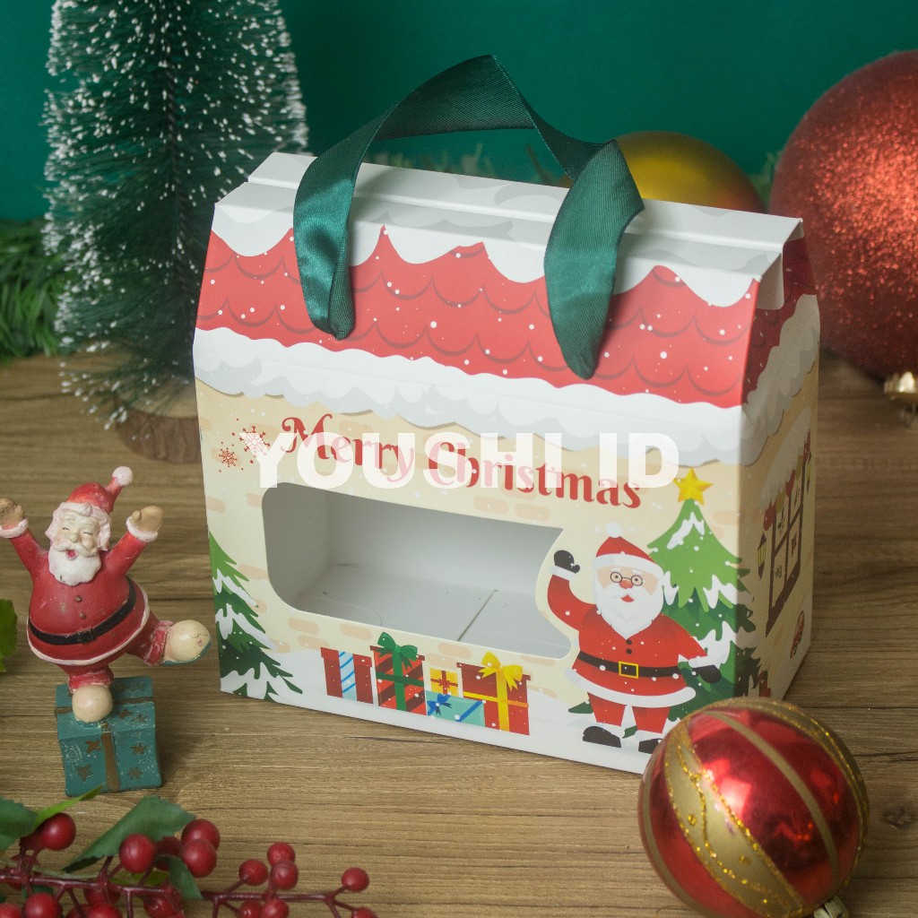 (5pcs)Box Kue Kering Brownies Natal Christmas Dus 2 Toples Jar 500ml-FAMILY