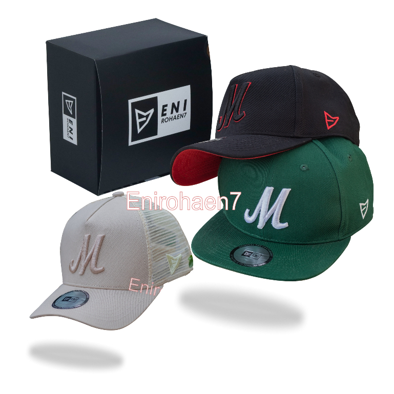 Topi E7 inisial M Topi huruf M MC