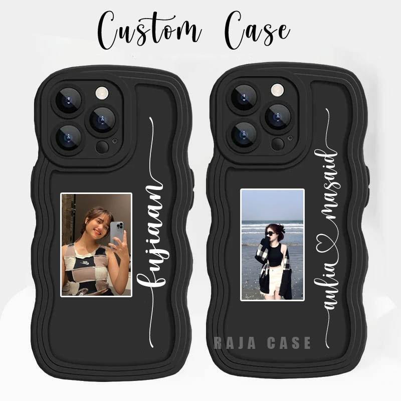 Custom Nama + Foto Gelombang [For Oppo/Vivo/Realme/Xiaomi/Iphone/Samsung/Infinix/] Case Hp Custom - 