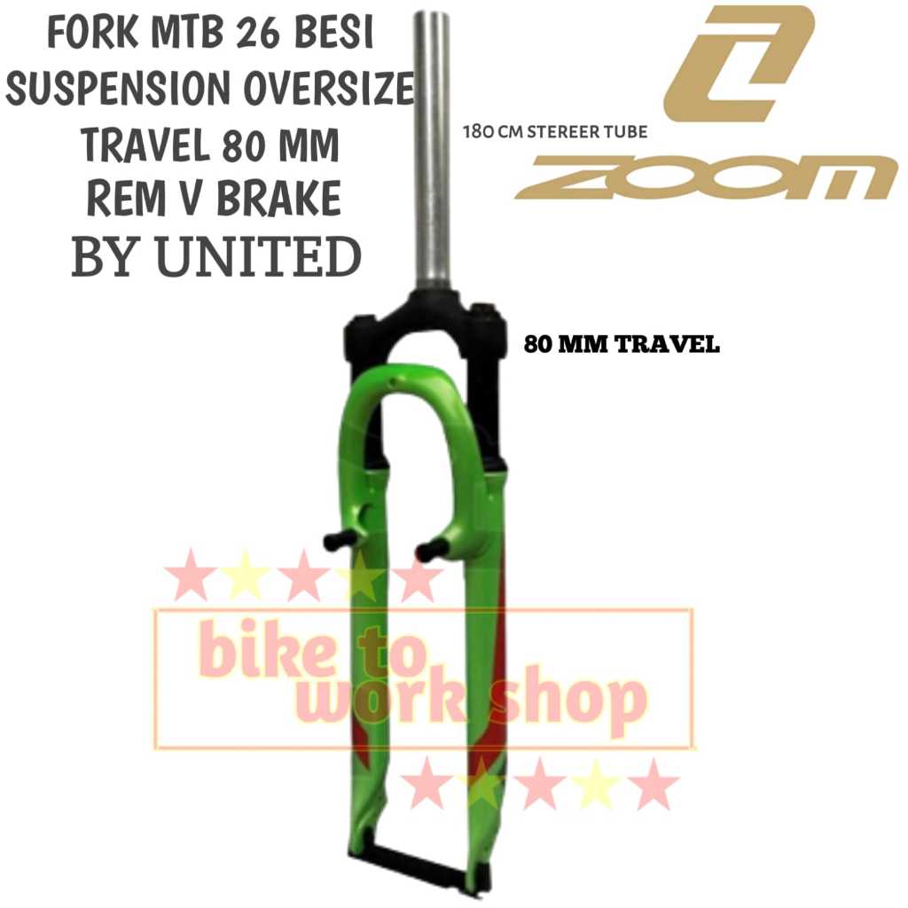 FORK MTB 26 BESI ZOOM SUSPENSION OVERSIZE TRAVEL 80 EMPUK BY UNITED
