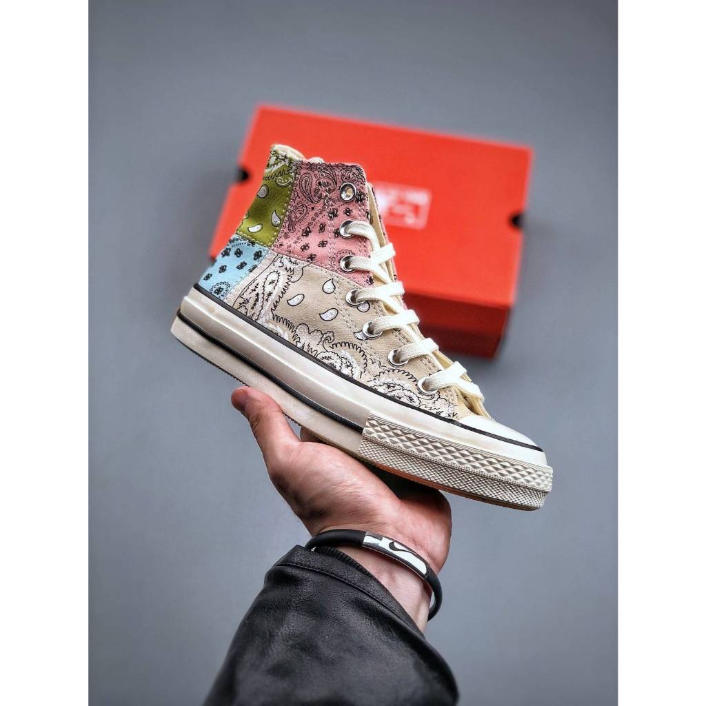 CONVERSE ALL STAR CHUCK TAYLOR 70s HIGH OFFSPRING PAISLEY PATHWORK BEIGE WHITE