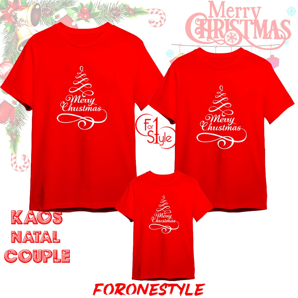 KAOS NATAL COUPLE MERRY CHRISTMAS pohon natal cutting keren - kaos natal family couple - Kaos natal 