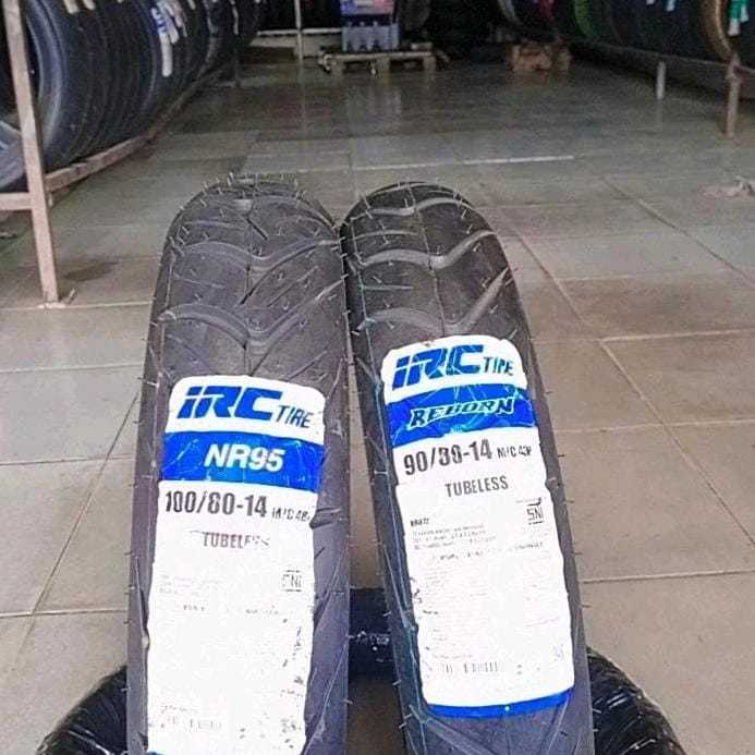 Ban 1 set IRC NR95 100/80-14 dan REBORN 90/80-14 tubeless