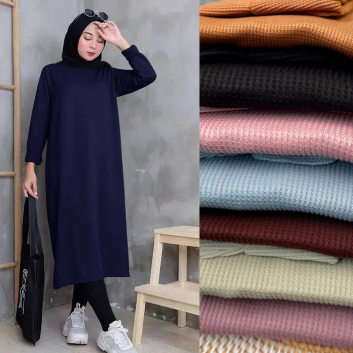 BYE LOVELY - TUNIK WAFFLE PREMIUM LENGAN PANJANG - TUNIK WAFFLE WANITA