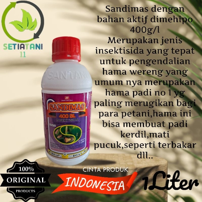 Insektisida Sandimas 400SL Bahan Aktif Dimehipo Pengendali Hama Wereng Pada Padi Kemasan 1Liter