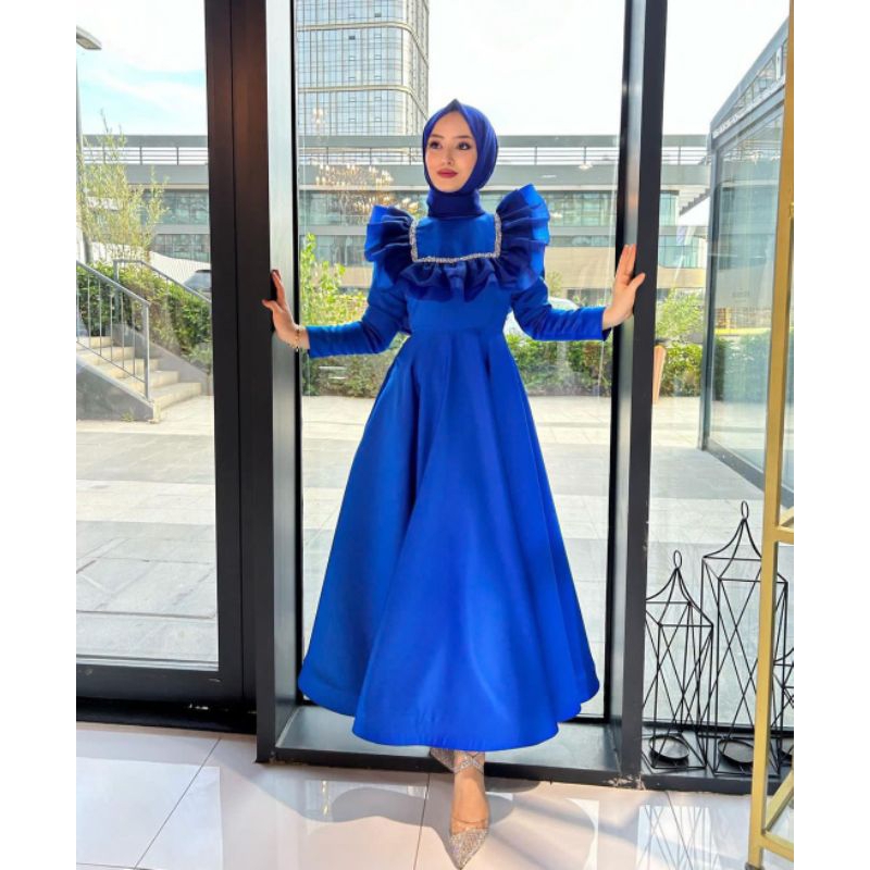 gaun penyanyi renda / gaun pesta / gaun kondangan muslimah