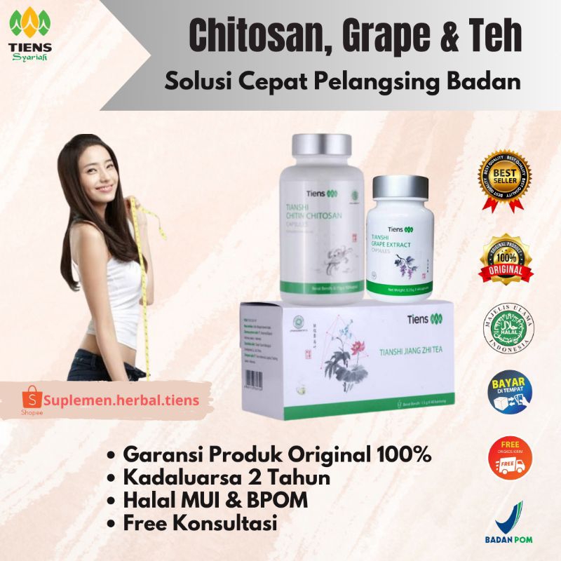 PELANGSING BADAN TIENS ORIGINAL GRAPE EXTRACT, CHITIN CHITOSAN DAN JIANG PELANGSING AMAN / PELANGSIN