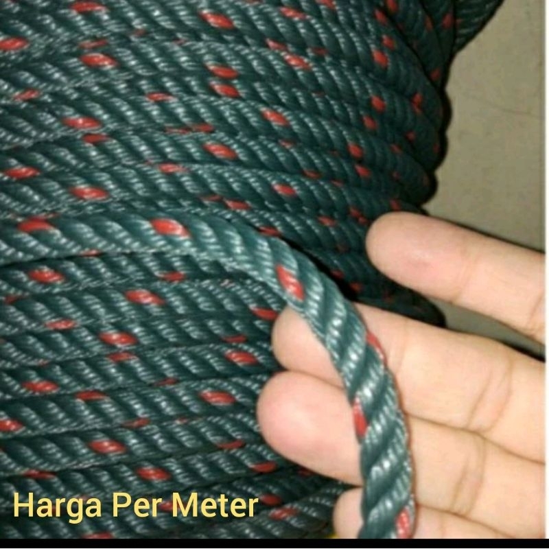 1 Meter Tali Tambang Ukuran 8mm10mm 12mm 14mm Harga Per Meter Hijau Bintik Merah Besar Plastik PE