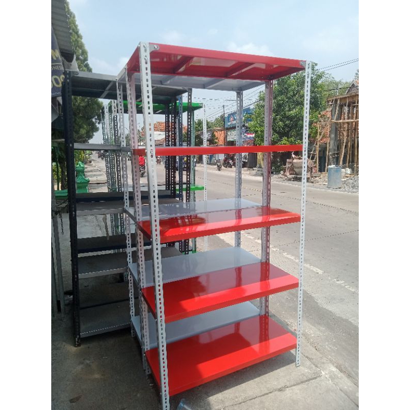 rak besi siku lubang 5 susun 40x100x200