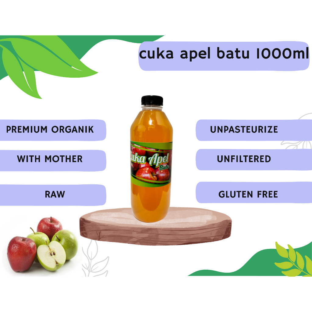 

Cuka Apel Batu Organik 1ltr/Apple Cider Vinegar With Mother