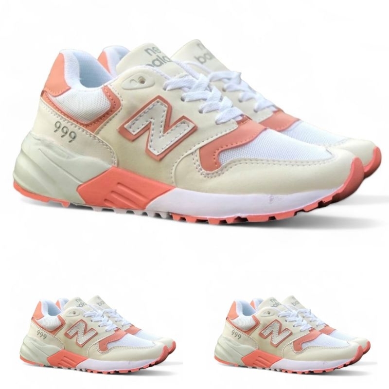 Sepatu Sneakers Wanita Sepatu NB 999 Import Vietnam Sepatu Lari Wanita Putih Peach