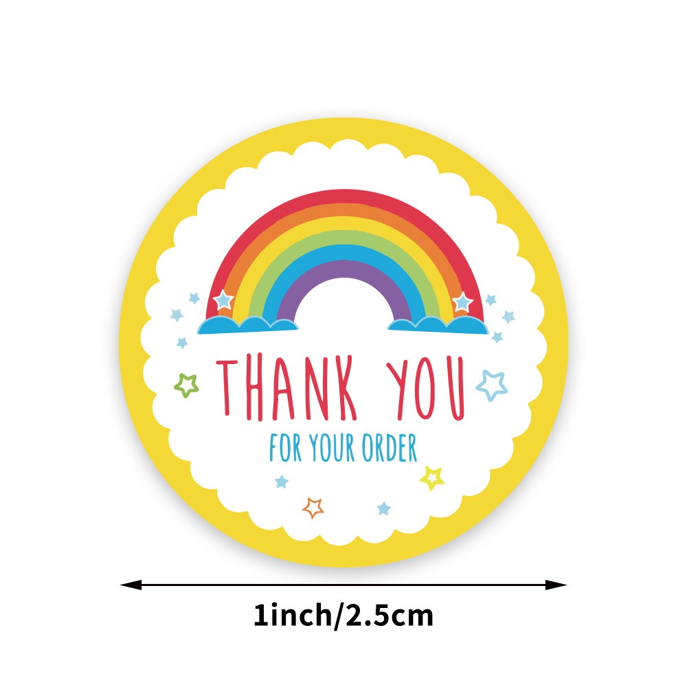 

50pcs YELLOW RAINBOW Seal Sticker Stiker Cantik Terimakasih Packaging Online Shop Packing Kardus Box Segel