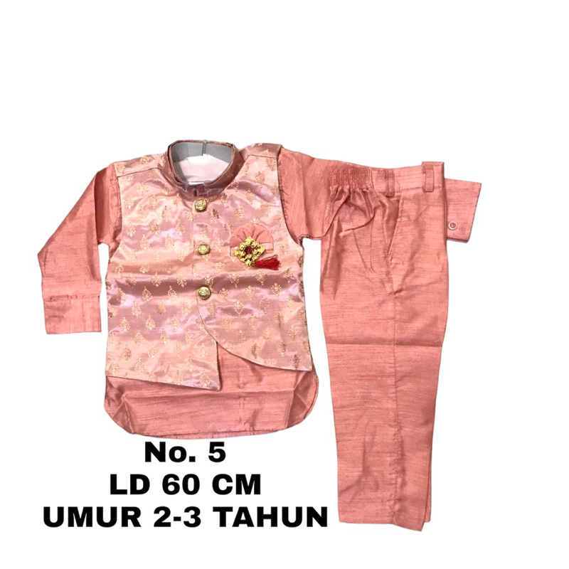 KURTA SHERWANI VEST ANAK UMUR 2-3 TAHUN / COSTUM ANAK LAKI / BAJU PESTA ANAK INDIA / BAJU LEBARAN AN