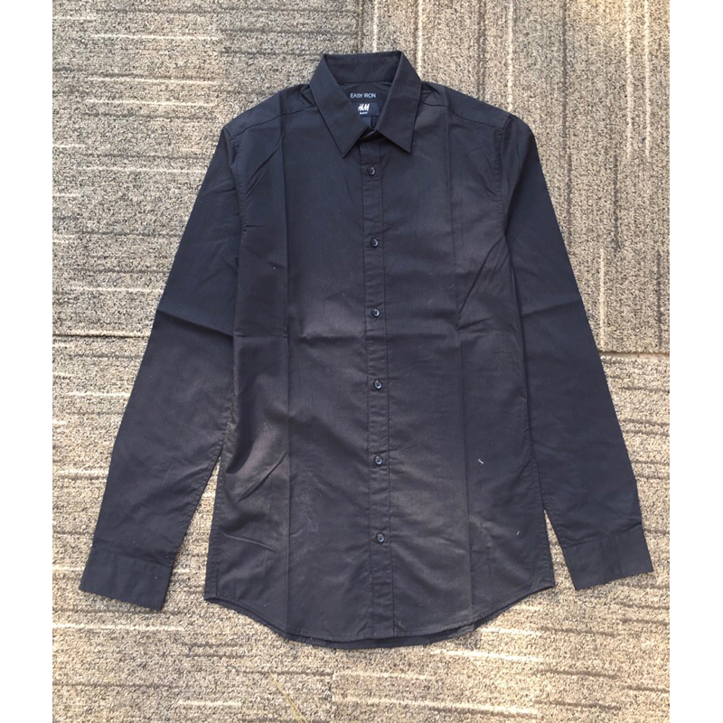 kemeja lengan panjang hnm h&m hitam