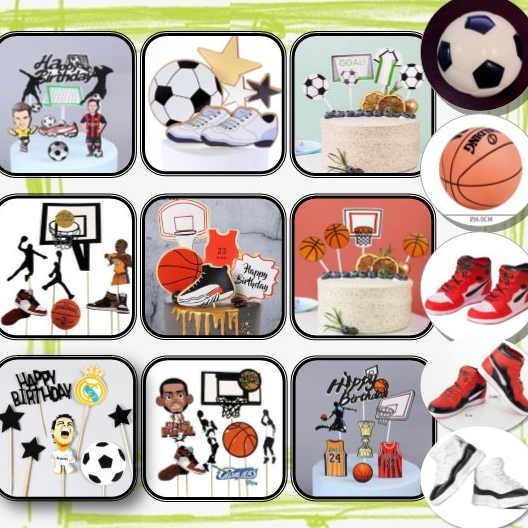 ✔️  Topper hiasan bola soccer sepakbola basket football ball cake kue ulangtahun ultah birthday boy 