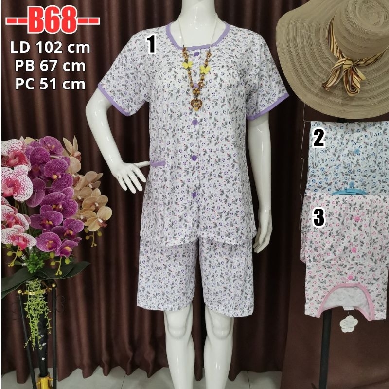 Baju Tidur Babydoll BKH setelan kaos pendek Baju Tidur Baju Kancing Depan Baju Busui B68 Piyama