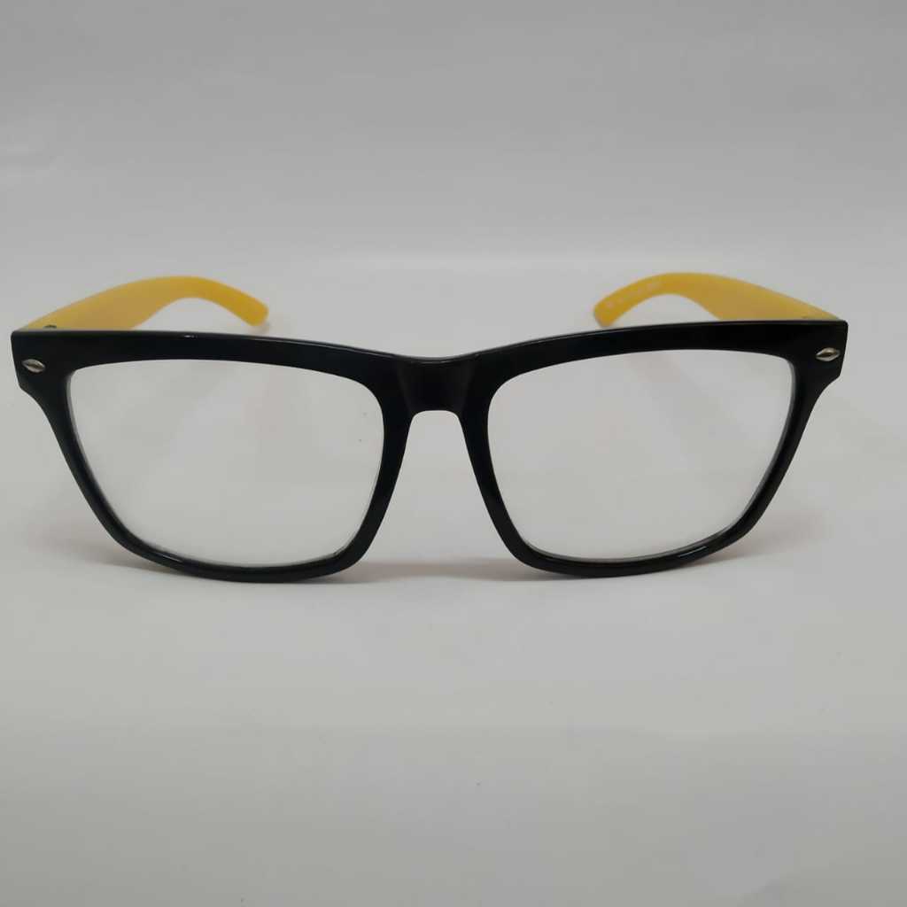 KACAMATA FASHION lensa transparan warna kombinasi hitam+kuning  MURAH