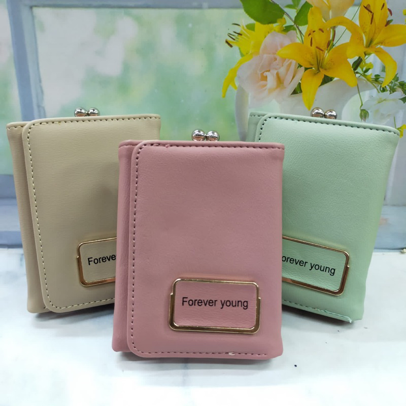 DOMPET WANITA LIPAT KECIL BEHEL PORTRAIT / DIRI FOREVER YOUNG BAHAN POLOS & BUAYA