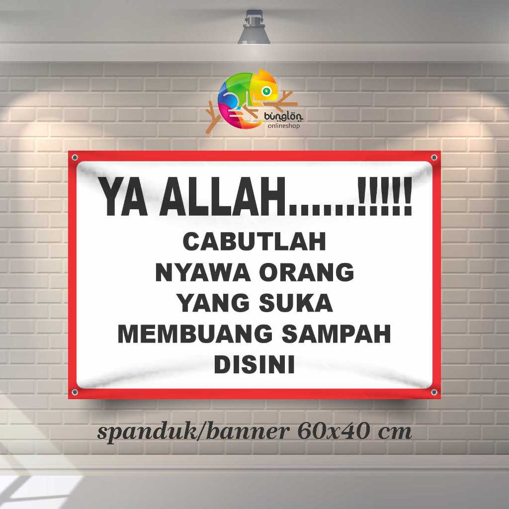 Spanduk Banner Larangan Buang Sampah Sembarangan Putih