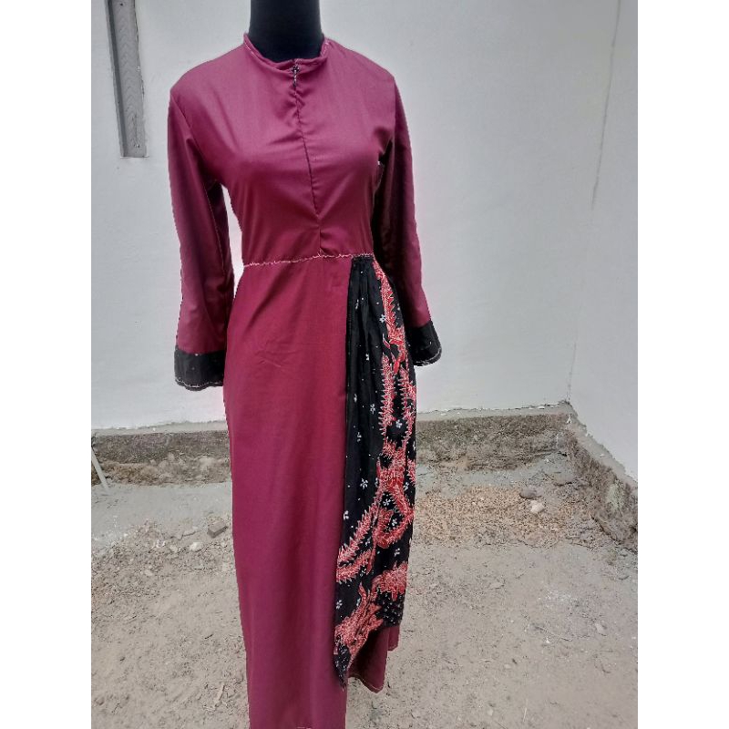 Baju gamis kombinasi batik tulis Lasem