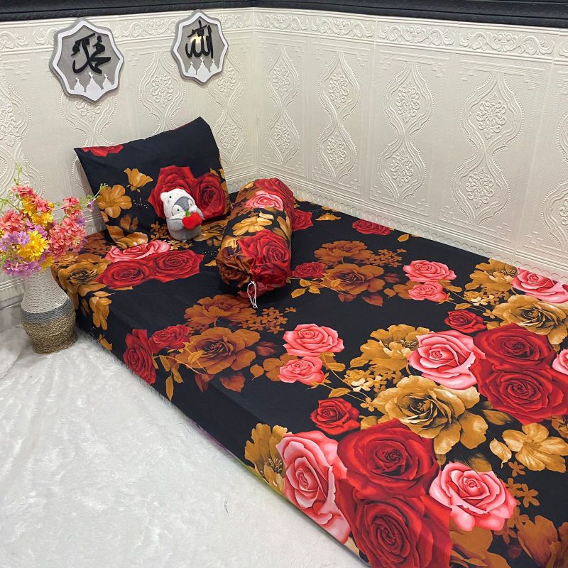 Sprei Homemade Terbaru Bahan Adem Motif Red Rose
