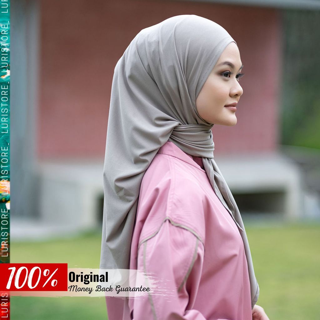 LURISTORE | DEENAY OLGA INSTANT TAUPE ORIGINAL | Kerudung Olahraga Polos Terbaru Warna Abu