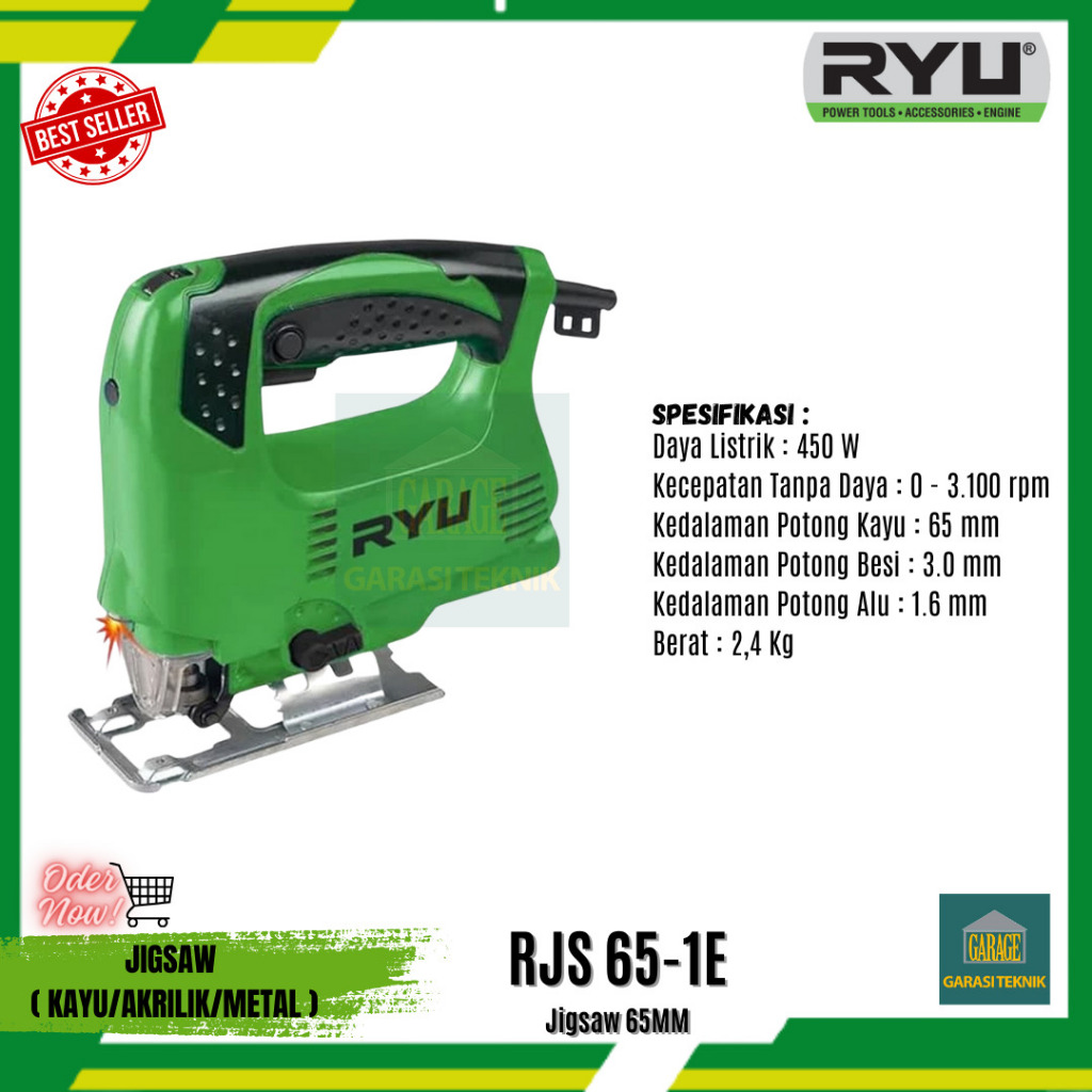 RYU Mesin Jigsaw ryu RJS65-1E - Jigsaw RYU 6cmm - Jigsaw murah RYU/MESIN POTONG LENGKUNG KAYU/JIGSAW