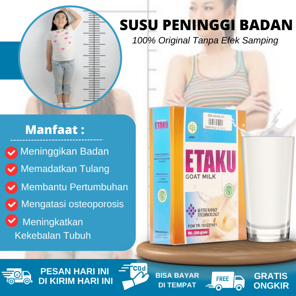 

Suplemen Peninggi Badan Obat Peninggi Badan Suplemen Penumbuh Tinggi Badan, Susu Kambing Etaku Tingkatkan Kepadatan & Kesehatan Tulang Sendi, susu tinggi badan BPOM Original, Suplemen obat peninggi badan