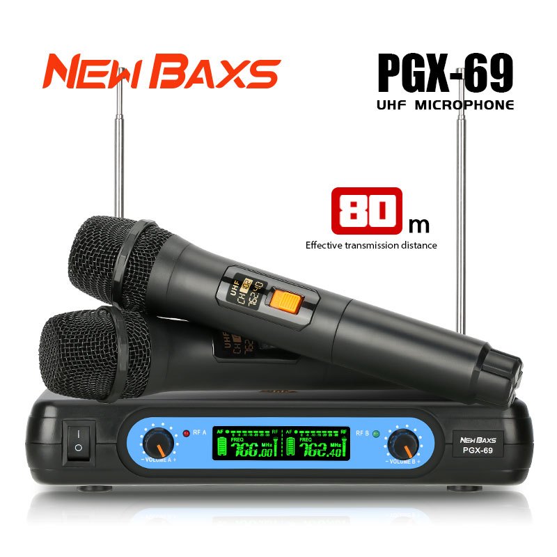 NEW BAXS PGX-69 Wireless microphone UHF band 2 handheld distance reception 60m audio equipment Profe