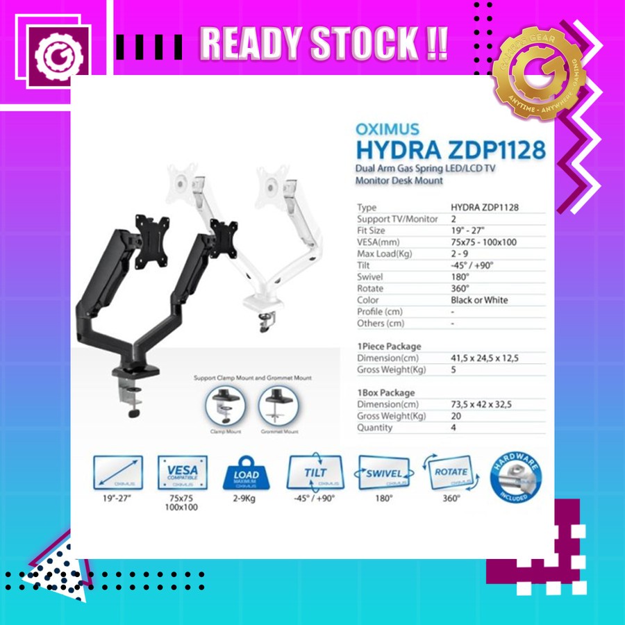 BRACKET TV LED LCD MONITOR GAS SPRING OXIMUS ZDP1128 1128 TILT SWIVEL