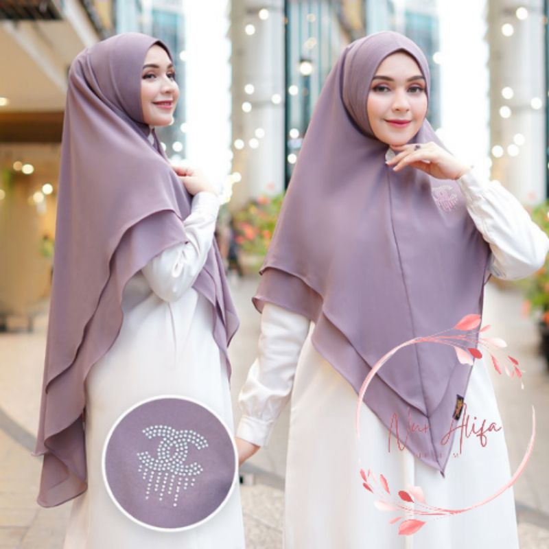 Khimar 2 layer runcing payet ceruty babydoll