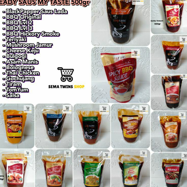 

Promo MY TASTE SAUS 500gr | Saus Lada Blackpepper | BBQ Barbequ | level 2 | level 3 | Teriyaki | Bulgogi | Mushroom | Bolognese | Cheese Keju | Thai Chicken | Gochujang | Asam Manis | Chili | Tomyum Saos Instant
