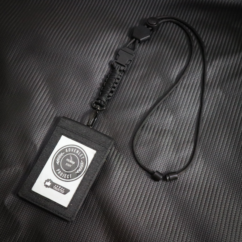 

Lanyard ID Card Paracord Kanvas Tactical Kalung Name Tag Polri Reskrim Brimob Snaphook Besi Premium