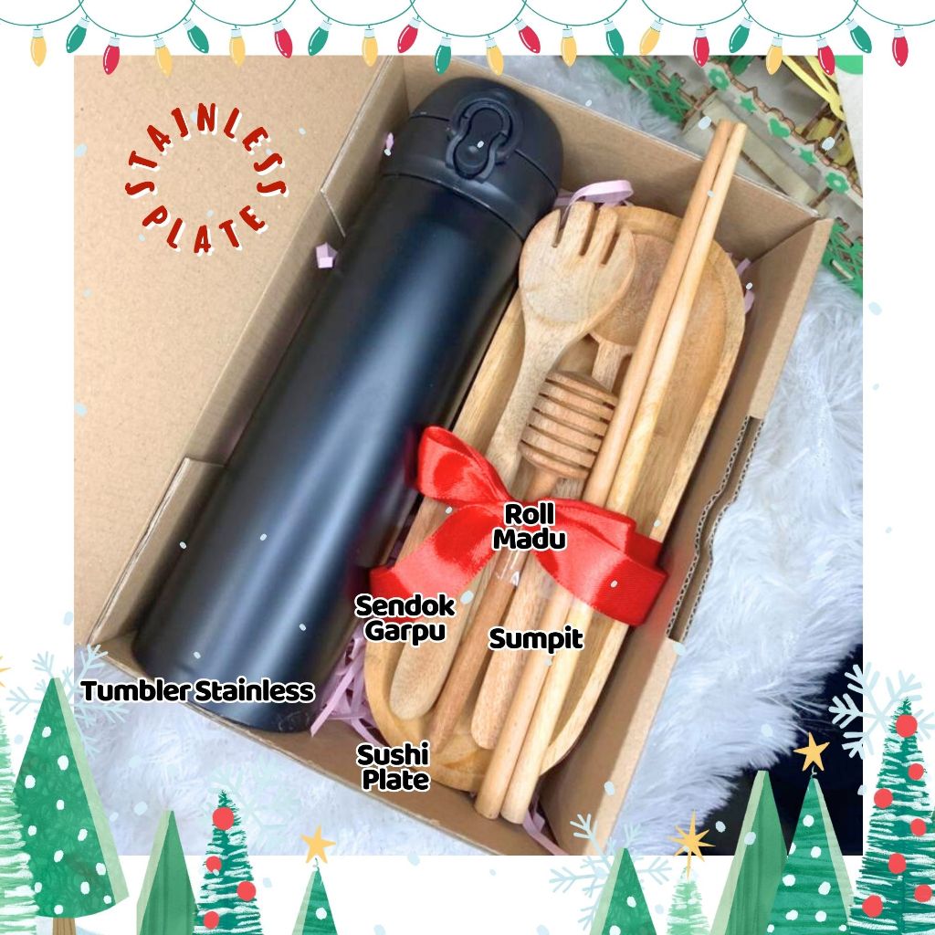 

NEW MERRY CHRISTMASH Hampers natal kado natal hadiah bingkisan gift box hampersbox kayu piring kayu sushi plate unik stainless tumblerrusa unik murah terjangkau