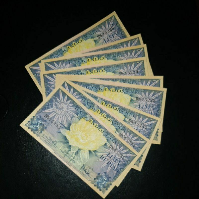 Uang Kuno Seri Bunga Pecahan 5 Rupiah Varian 1 Huruf (RARE)