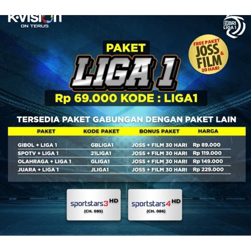 kvision paket liga 1 & 2 k vision