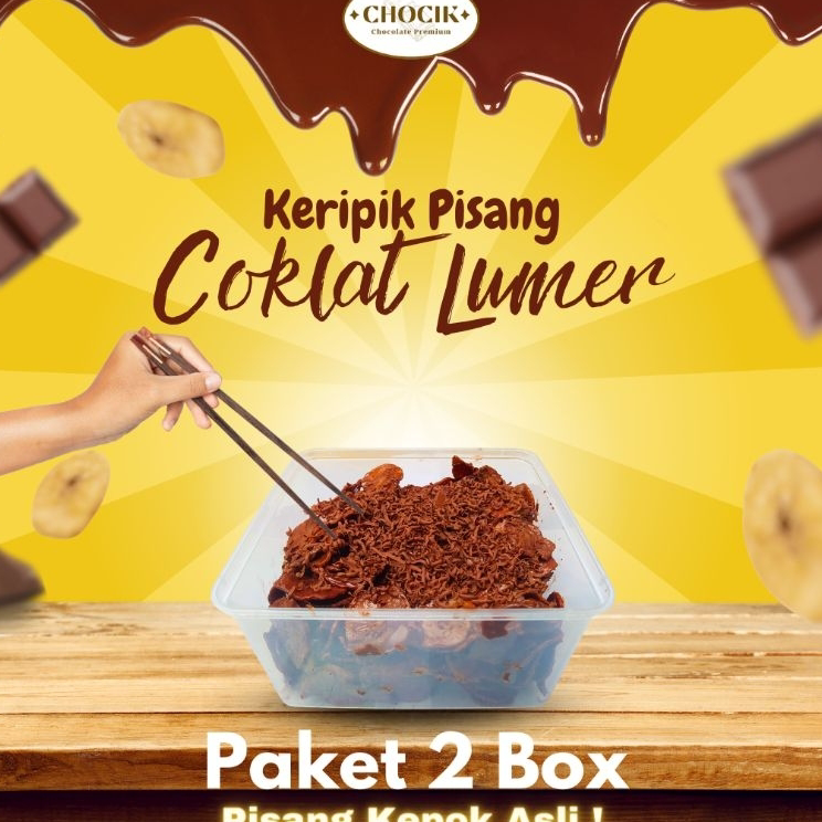

Dijual Keripik Pisang Cokelat Lumer Banana Chips Lumer 2Box