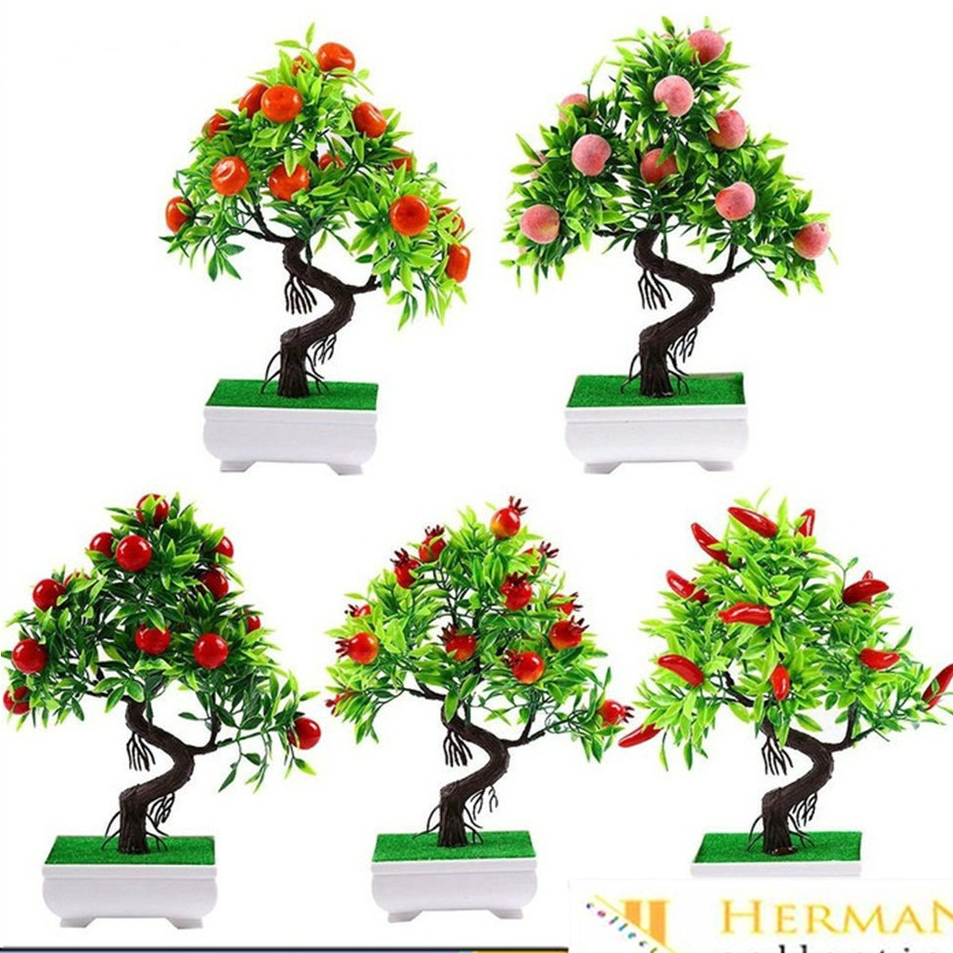 Ready Stock HC Ornamen Bunga plastik Buatan Dekorasi Rumah/ Flower Artifisial Vas Pot Bunga Buah BUN