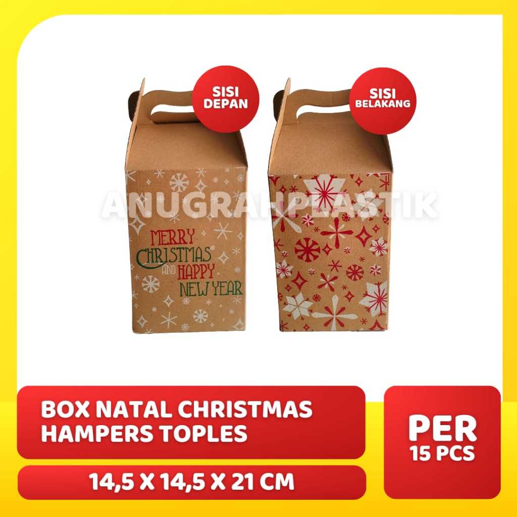 

Box Natal Christmas E-Flute Gable Box / Box Jinjing Hampers toples isi 3 / Box Motif / Box Boneka / Souvennir PER PCS