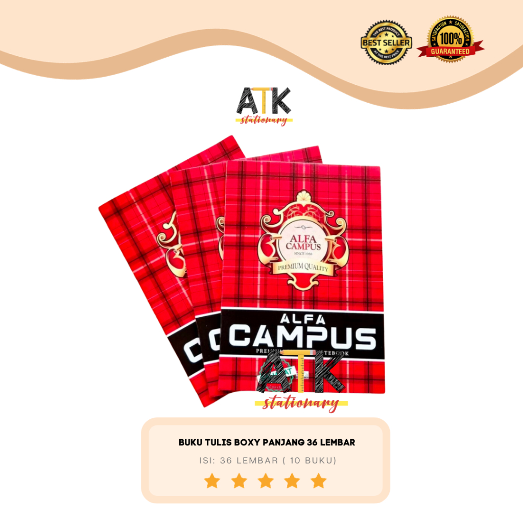

Buku Tulis 36 Lembar Campus Alfa Premium Boxy 1 Pak ( 10 Buku) atk