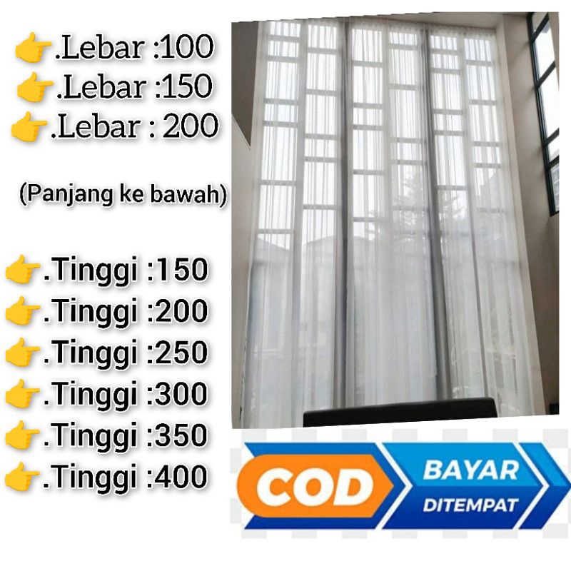 Vitrase gorden polos Gorden vitrase estetik hordeng jendela Tirai Dalaman gorden Putih