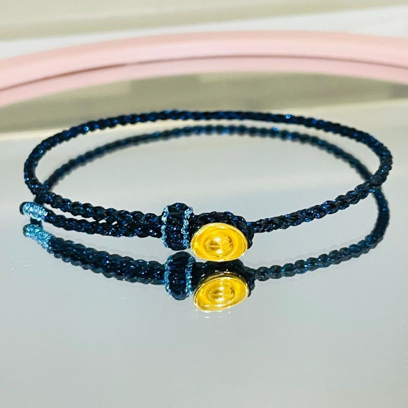 GELANG TALI SERUT EMAS ASLI 24K(9999%) CHARM YUAN PAO