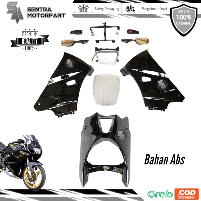 Fairing sayap luar ninja ssr serpico hitam set komplit versi panjang bahan abs