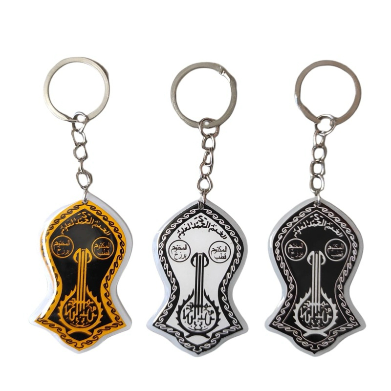 Gantungan kunci terompah/ganci terompah akrilik motif tijani