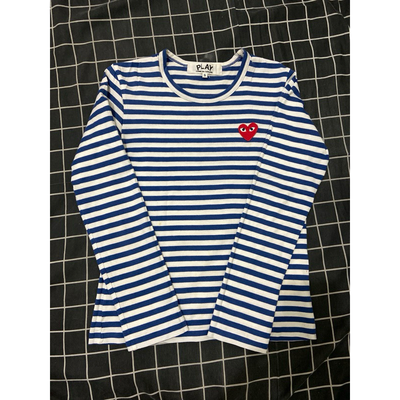 Kaos Tshirt Play CDG Navy Striped Second Original